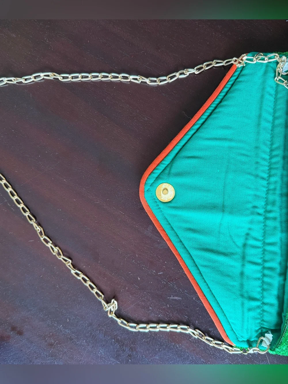 Bright Green Velvet Clutch with Rhinestone Medallion